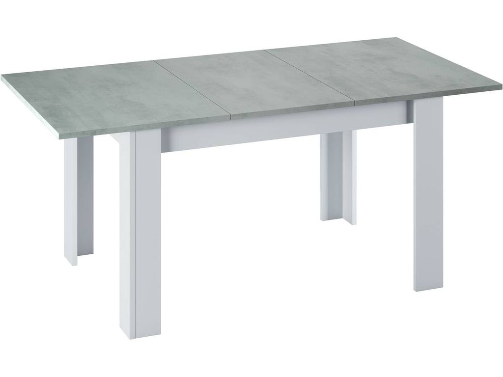Ausziehbarer Esstisch – KENDRA – rechteckig – Artik weiß und Zement – 140/190 x 90 x 78 cm