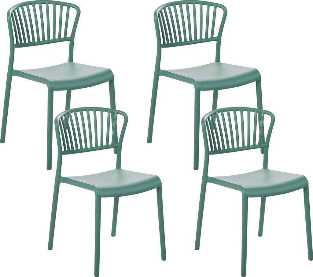BELIANI Esszimmerstühle 4er Set Grün aus Kunststoff für Innen- und Außenbereich Geeignet Moderner Stil Plastik Gartenstühle für Garten Esszimmer