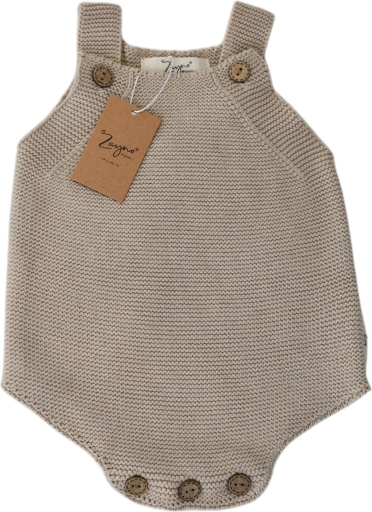 Zayno Body Unisex 9-12 Monate 100% Biobaumwolle in Naturbraun | Retro, Romper, Strick, Overall, Strampler, Vintage, nachhaltige Mode, Baby