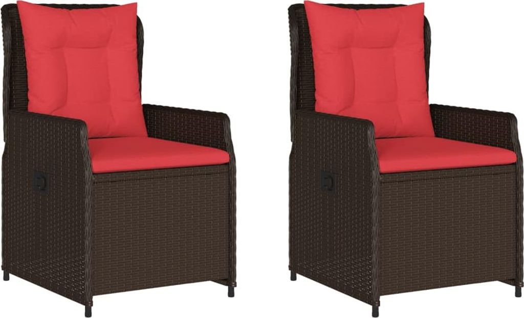 vidaXL Liegende Gartenstühle 2 Stk. Braun Poly Rattan