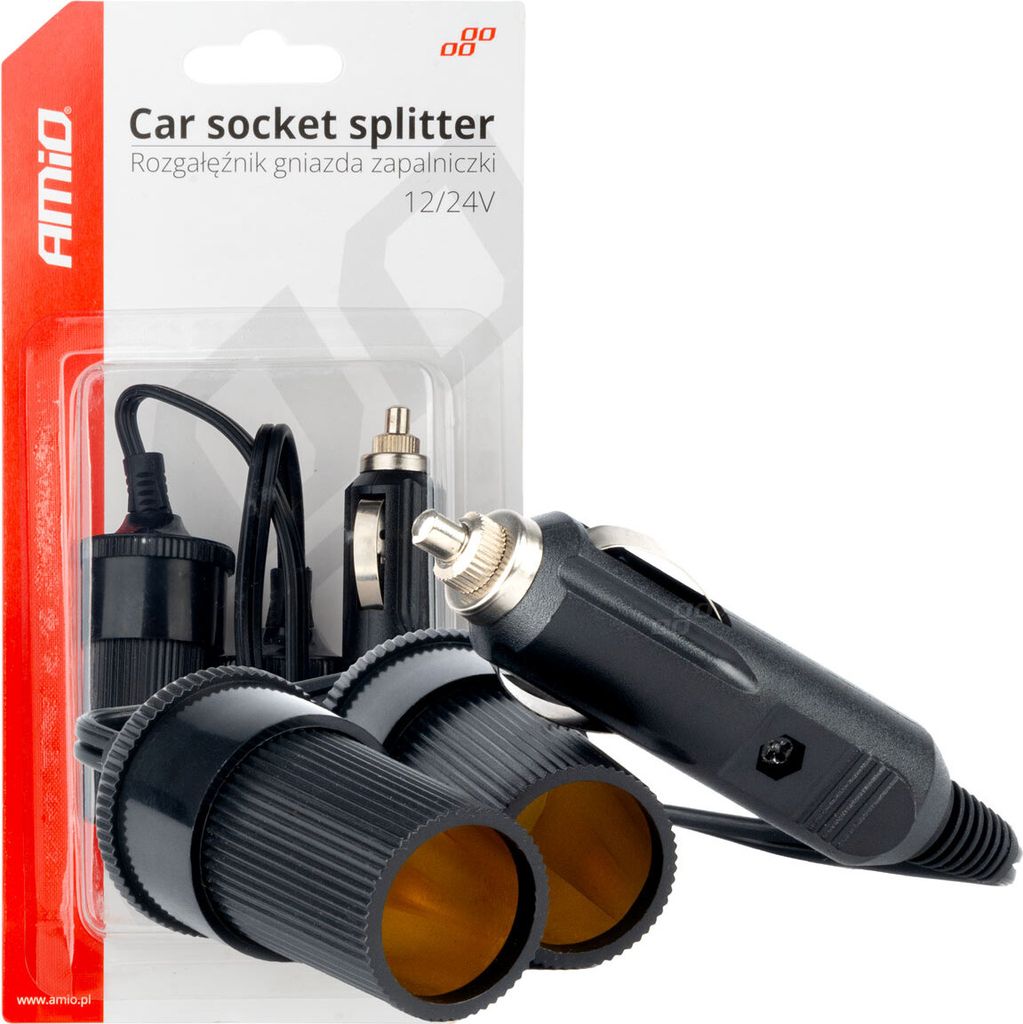 AMiO Multifunktionaler Plugnanzünder-Splitter 12/24 V für Auto und LKW