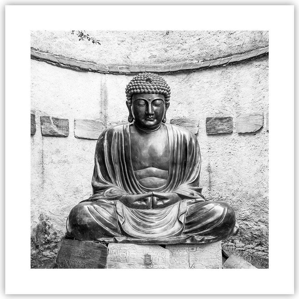 Poster - Poster ohne Rahmen - Japanisch Buddha Statue - 40x40 cm - Wand Bild - Wanddeko - Wandbilder - Kunstposter - Wandposter - Bilder - Kunstdru...