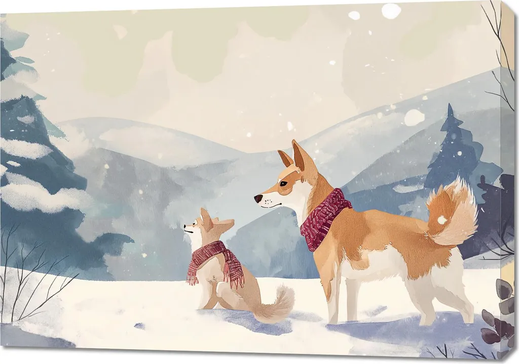 Tableau Compagnons de neige 100x70 cm : Habillez vos murs avec élégance