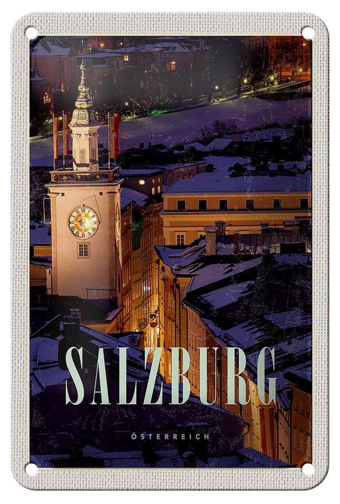 Blechschild Reise 12x18cm Salzburg Österreich Kirche Produktbild 