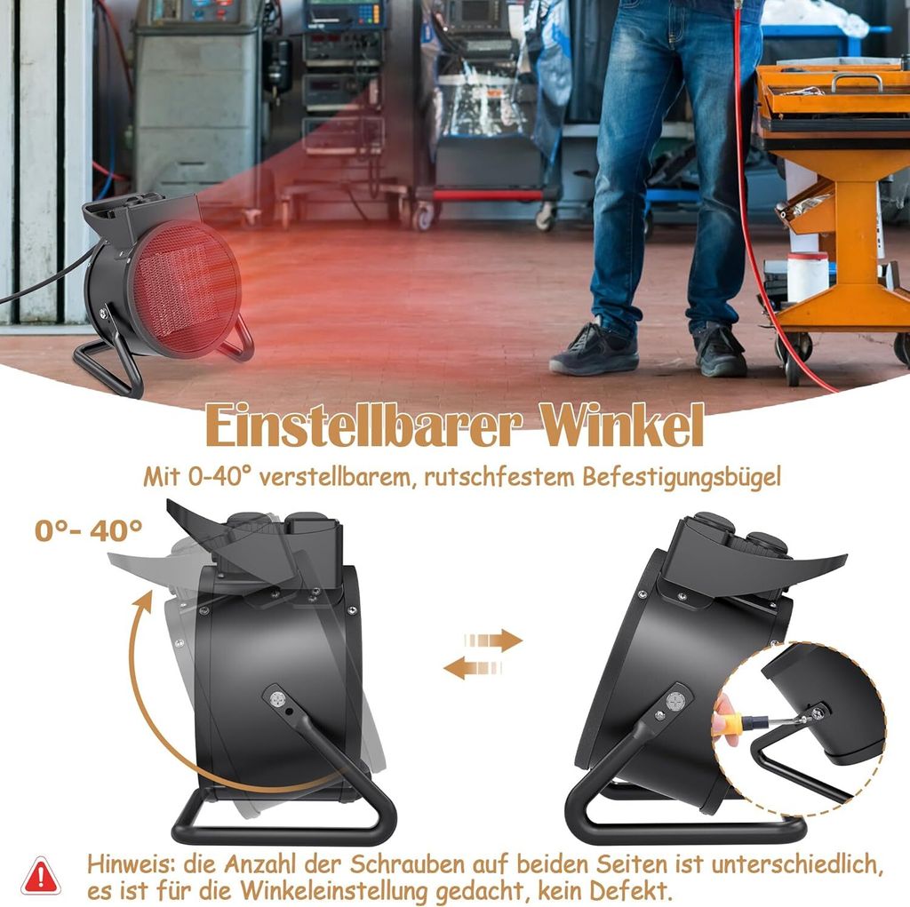 TRMLBE Heizlüfter Energiesparend 3KW Leise Keramik Produktbild 3