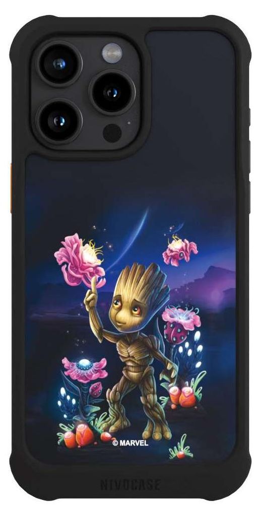 NIVOCASE Hülle für Apple iPhone 15 Pro Max Stoßfeste Handyhülle NIVOmax Case Schwarz Marvel Guardians Of The Galaxy Baby Groot