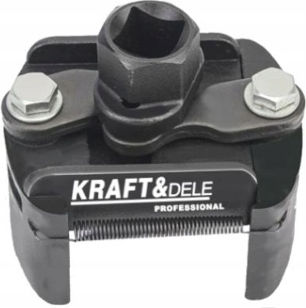 A black oil filter wrench with the brand name KRAFT&DELE visible.