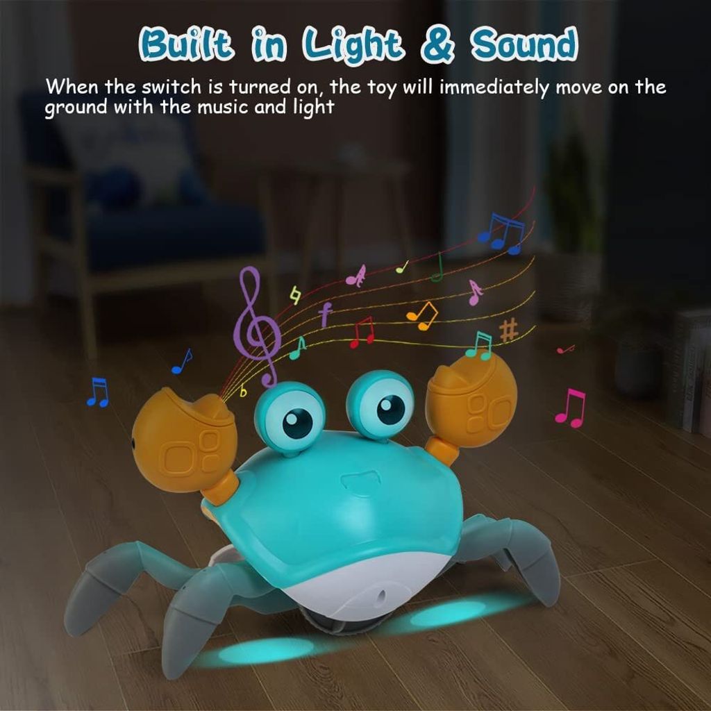 Krabbenspielzeug Baby Ab 6 Monate - Elektronische Musikkrabbe Mit Licht, Tummy Time Spielzeug