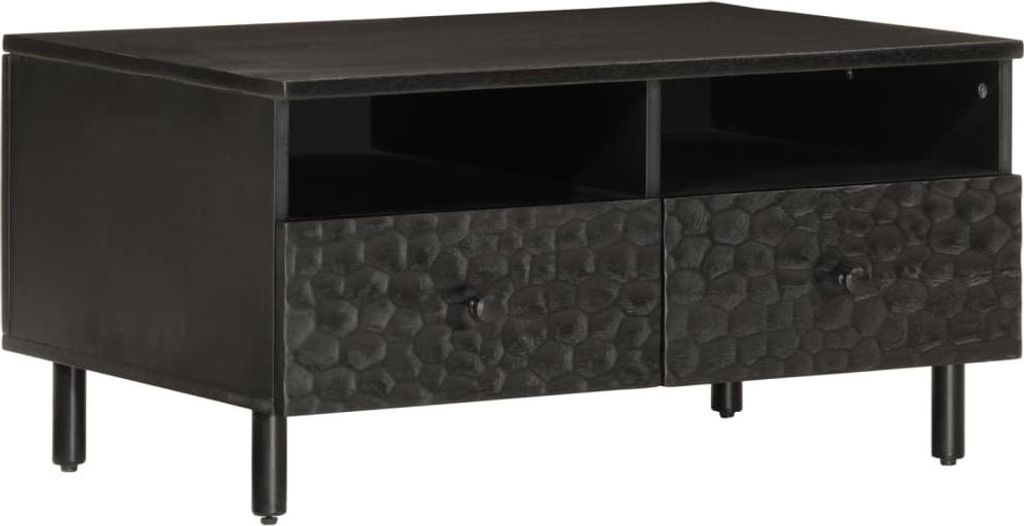 vidaXL Couchtisch Schwarz 80x54x40 cm Massivholz Mango