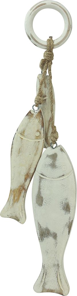 Maritime Holzfische Shabby Chic Hänger Weiß Natur 38cm