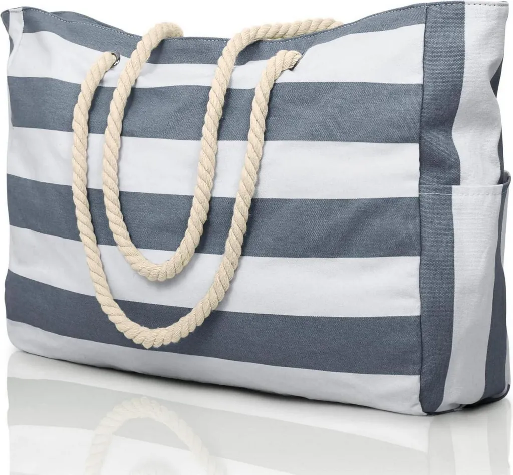 Oscaurt Borsa Tote XXL Nera: Borsa da Spiaggia Elegante con Cerniera