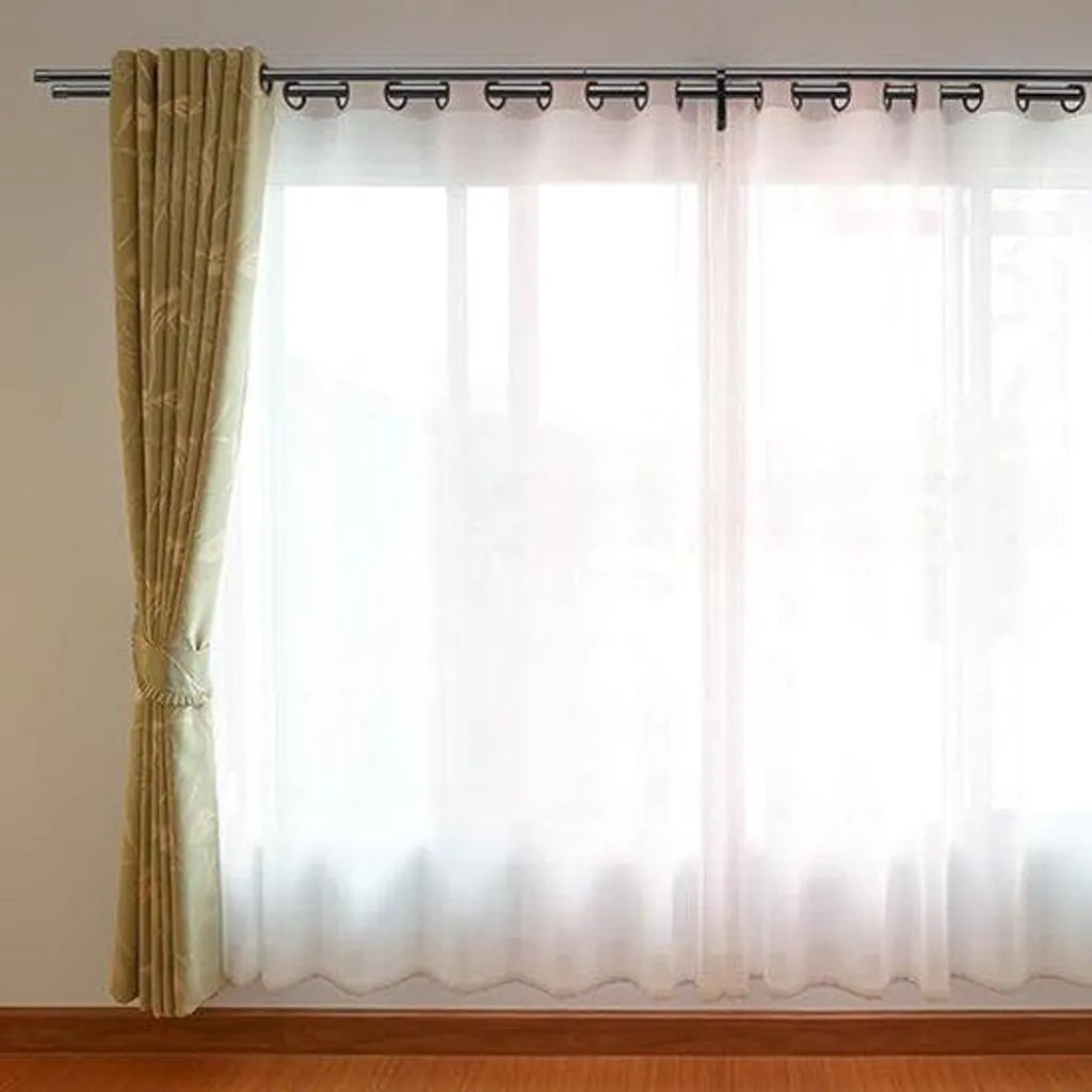 Tringle à rideaux métallique pour fenêtre standard ajustable 76-186 cm