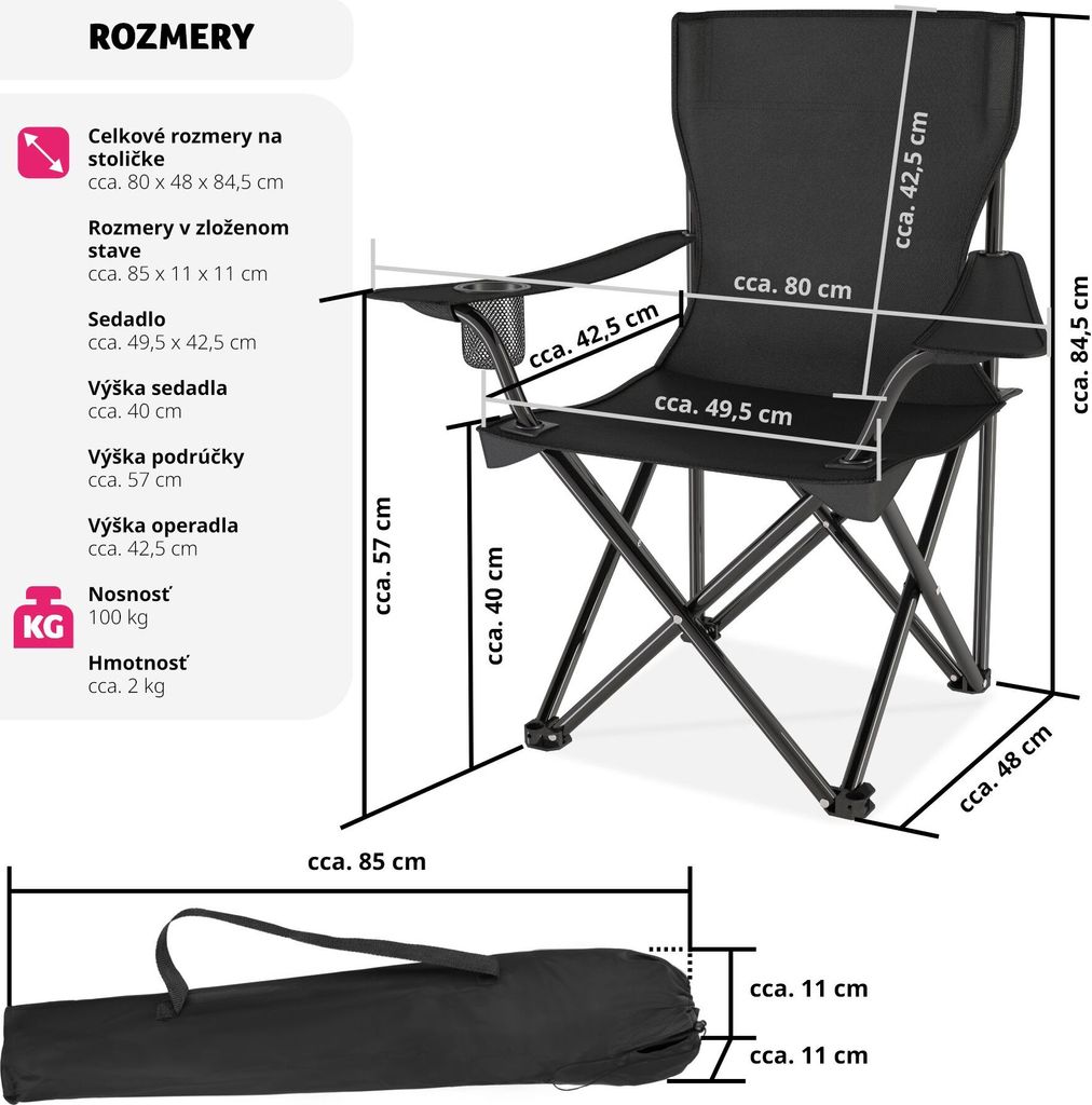 sada 2 kempingových stoličiek Gil 80 x 48 x 84,5 cm Obrázok produktu 7