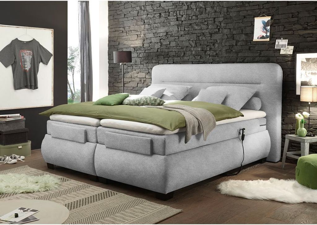 Boxspringbett 180x200 cm elektrisch verstellbar EDIRNE-09 in Uran 01 silver