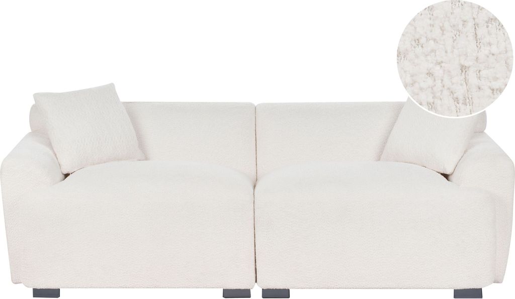 BELIANI Sofa Cremeweiß aus Bouclé Stoff 3-Sitzer Gepolstert mit Kissen Modernes Design Skandinavischer Stil Polstersofa Stoffsofa Wohnzimmer