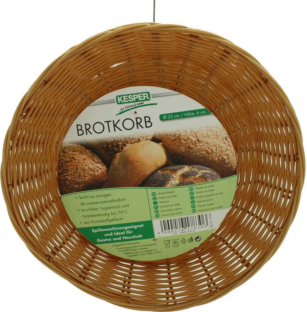 Koszyk na pieczywo Kesper z plastikowej wikliny, okrągły, Zdjęcie produktu 