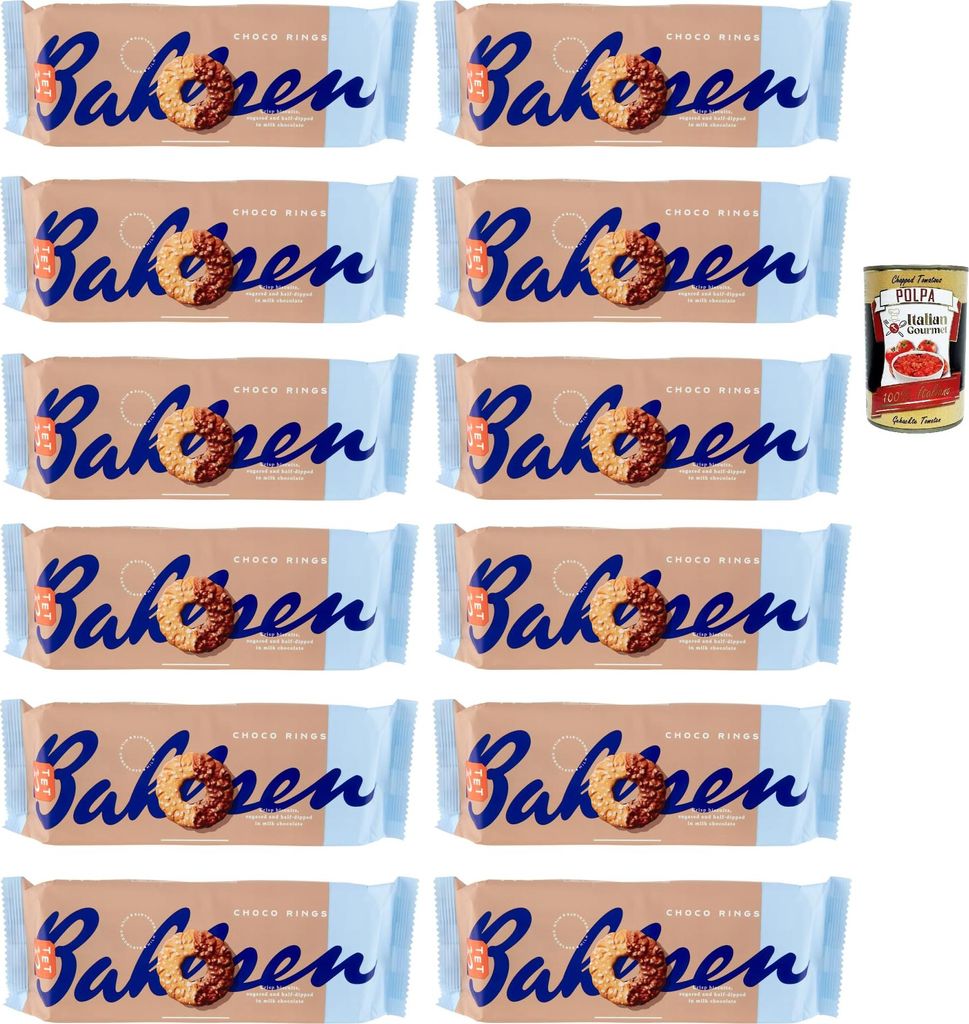 Choco Rings Milk Chocolate, Coffee time, Kekse Mit Milchschokolade bedeckte , 12x 155 g + Italian Gourmet polpa 400g