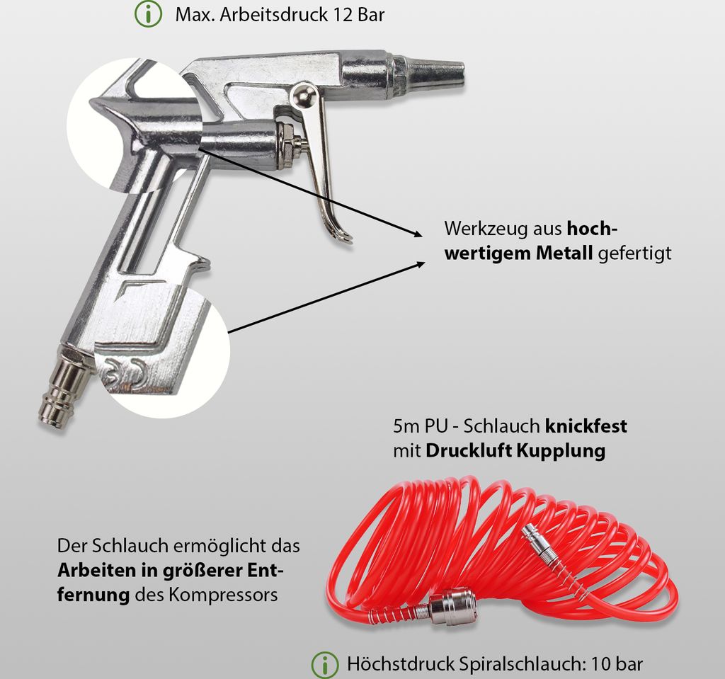 Druckluft Set Reifenfüller Ausblaspistole Farbspritzpistole Produktbild 4