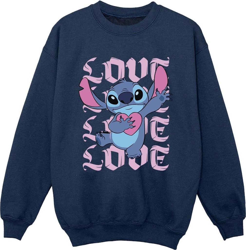 Lilo & Stitch - "Valentine Love" Sweatshirt für Jungen BI53420 (104) (Marineblau)