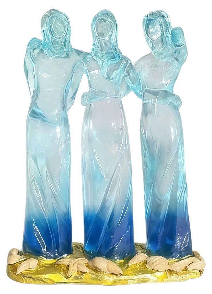 Schwesternfreundschaftsfigur aus Treibglas – Skulptur zur Schwesternfeier – Klare Statue für zwei/drei/vier Schwestern – Geschenkidee für F...
