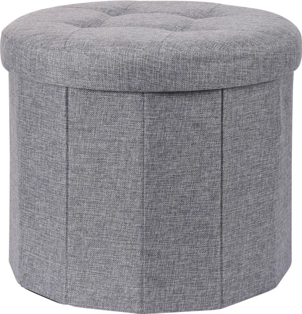Pouf gris assise matelassée pour salon et chambre - Ottoman 45x39cm