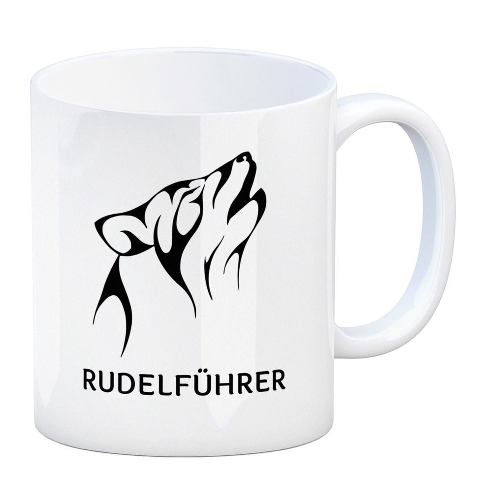 Rudelführer heulender Wolf Kaffeebecher mit Wolf Motiv