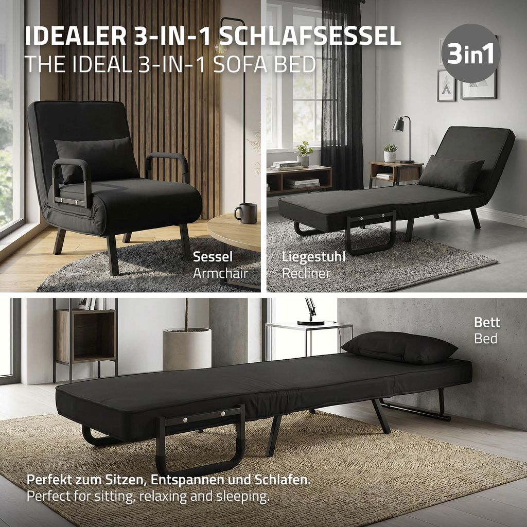 ML-Design Schlafsessel mit Bettfunktion, 3in1 Sessel mit