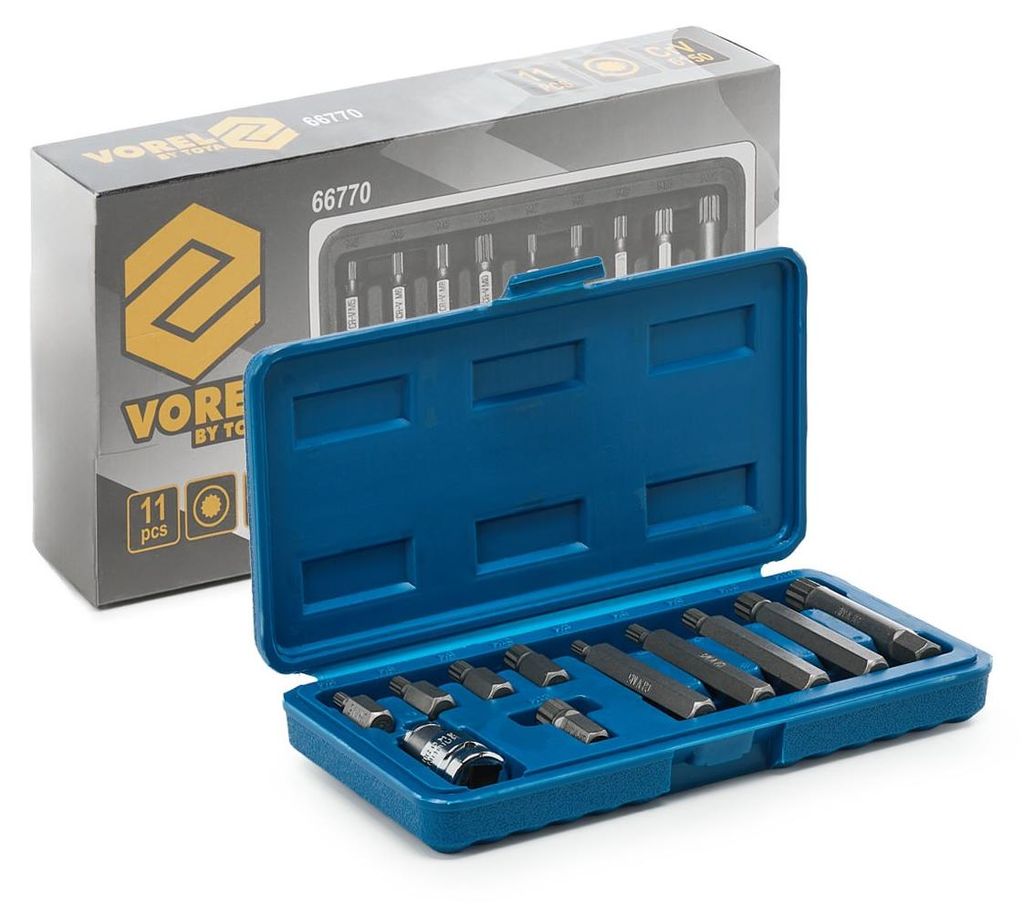 VOREL 66770 Schrauberbit-Satz 11-tlg Bitset Spline Produktbild 