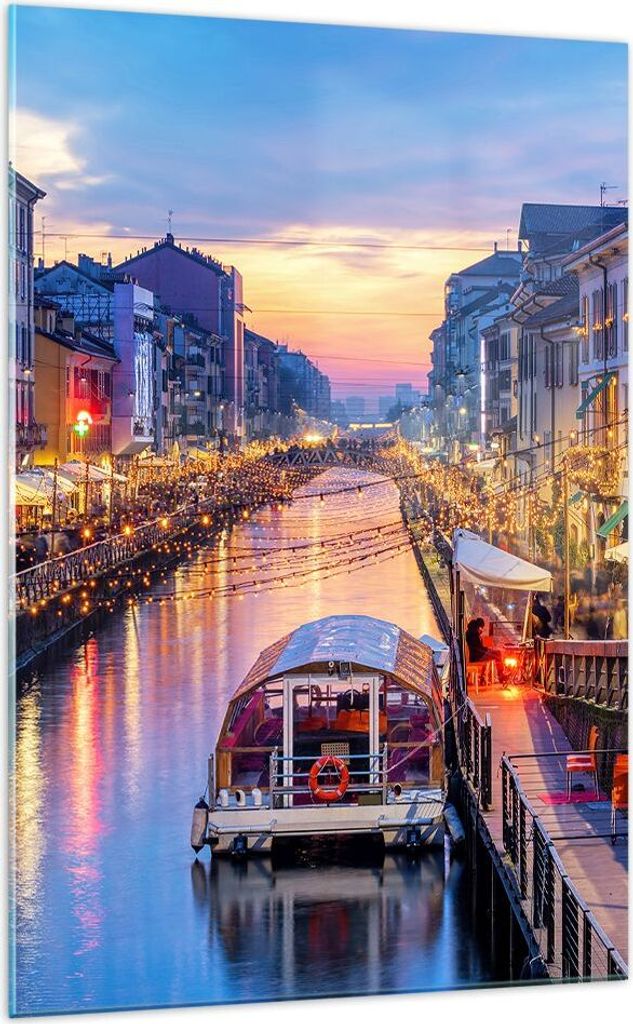 Bilder auf glas - Einteilig - Kanal Grande Abend - 70x100cm - Glasbilder - Wandbilder - Bilder - zum Aufhängen bereit - Wanddekoration aus Glas - ...