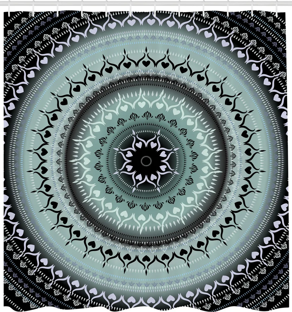 ABAKUHAUS Acqua Tenda a Pannello Set di 2, Mandala Rotonda, Trattamento