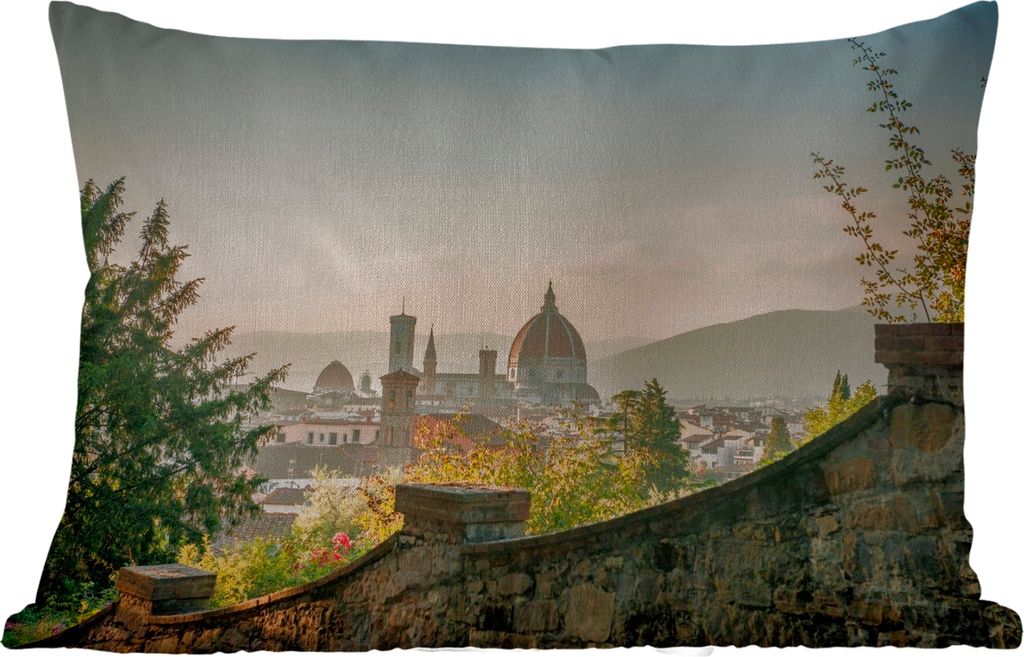 MuchoWow Outdoor Kissen - Italien - Stadt - Florenz - Mauer - 50x30 cm - Wetterfest - Lounge Kissen - Sofa kissen - Wohnzimmer Dekoration