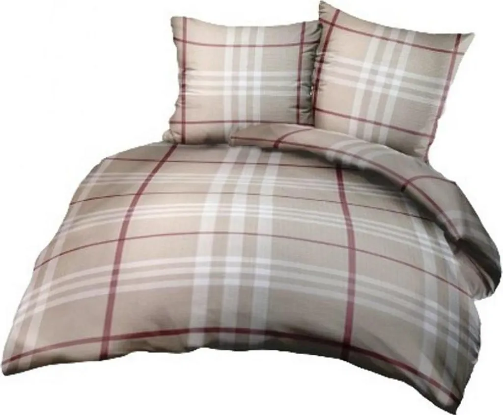 Linge de Lit Beige Crème Design à Carreaux 140x200 KARO D363-4 Bark 23