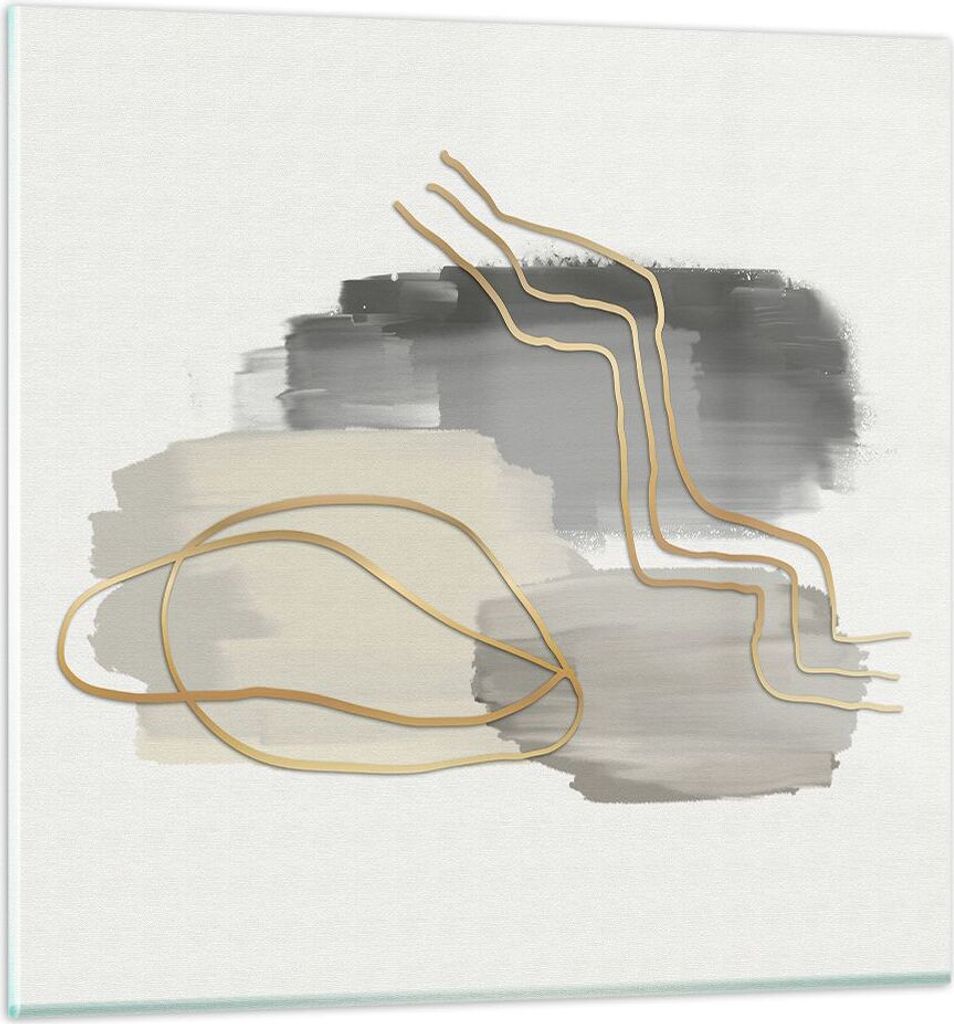 Bilder auf glas - Einteilig - Abstraktion Stück Gold - 40x40cm - Glasbilder - Wandbilder - Bilder - zum Aufhängen bereit - Wanddekoration aus Gla...