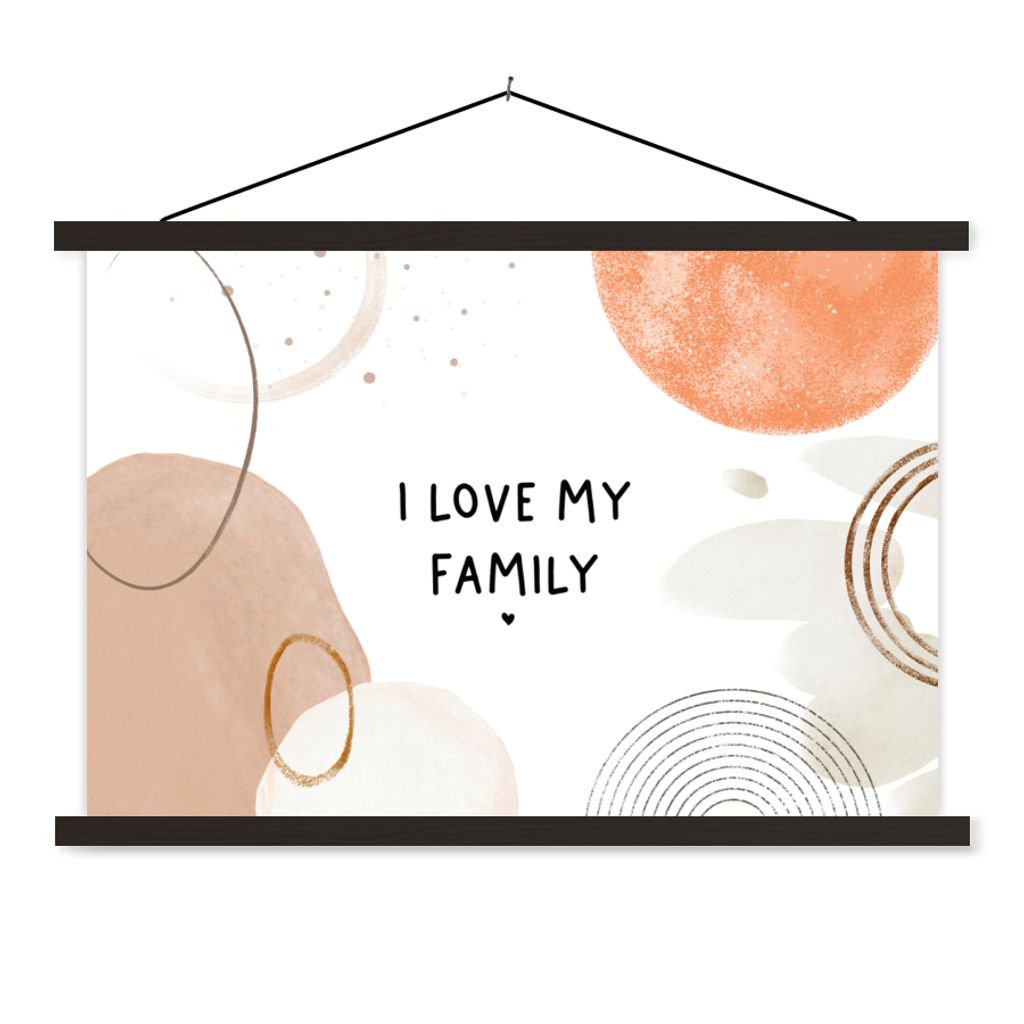 MuchoWow Textilposter Zitate - Sprichwörter - Ich liebe meine Familie - Familie 60x40 cm mit schwarzem Rahmen - Hölzernes