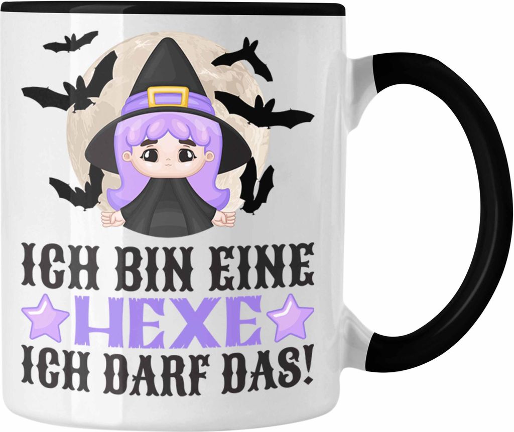 Trendation - Hexe Tasse Halloween Ich Bin Eine Hexe Ich Darf Das Geschenk Frauen Mama (Schwarz)