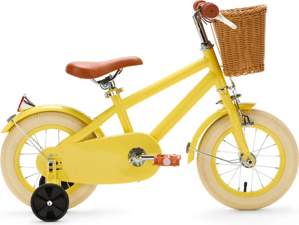 Vélo enfant 12 pouces jaune stable avec panier : fini les chutes au parc