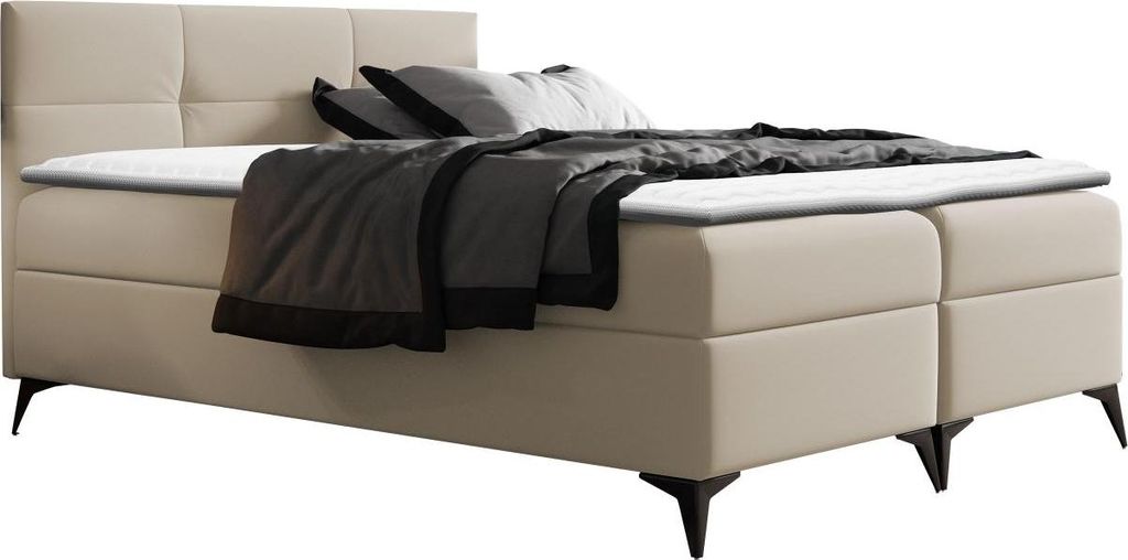 MIRJAN24 Boxspringbett Figaro, Stilvoll Polsterbett, zwei Bettkästen, Doppelbett (Farbe: Soft 033, Größe: 160 x 200 cm)