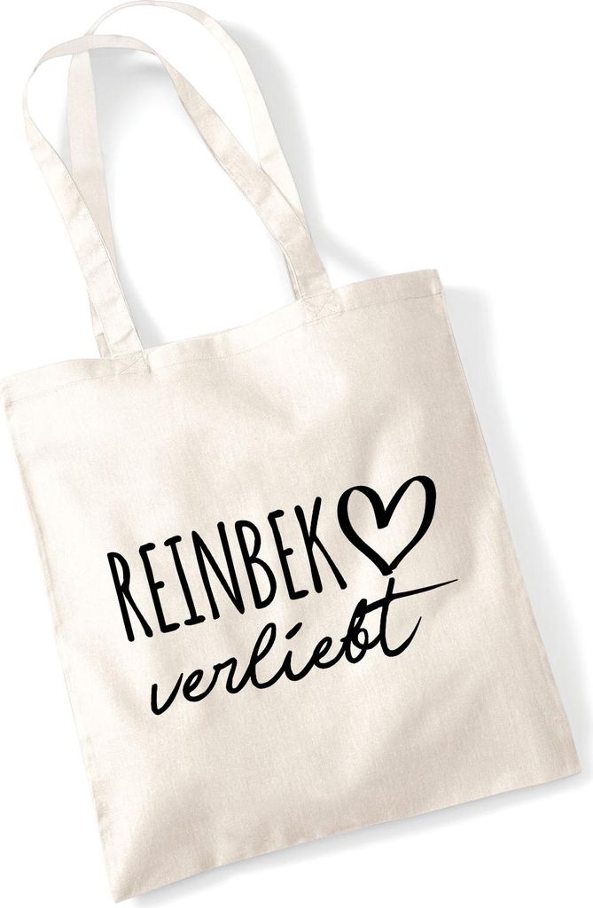 Huuraa Jutebeutel Reinbek verliebt 10 Liter Natural Baumwolle Tasche Geschenkidee