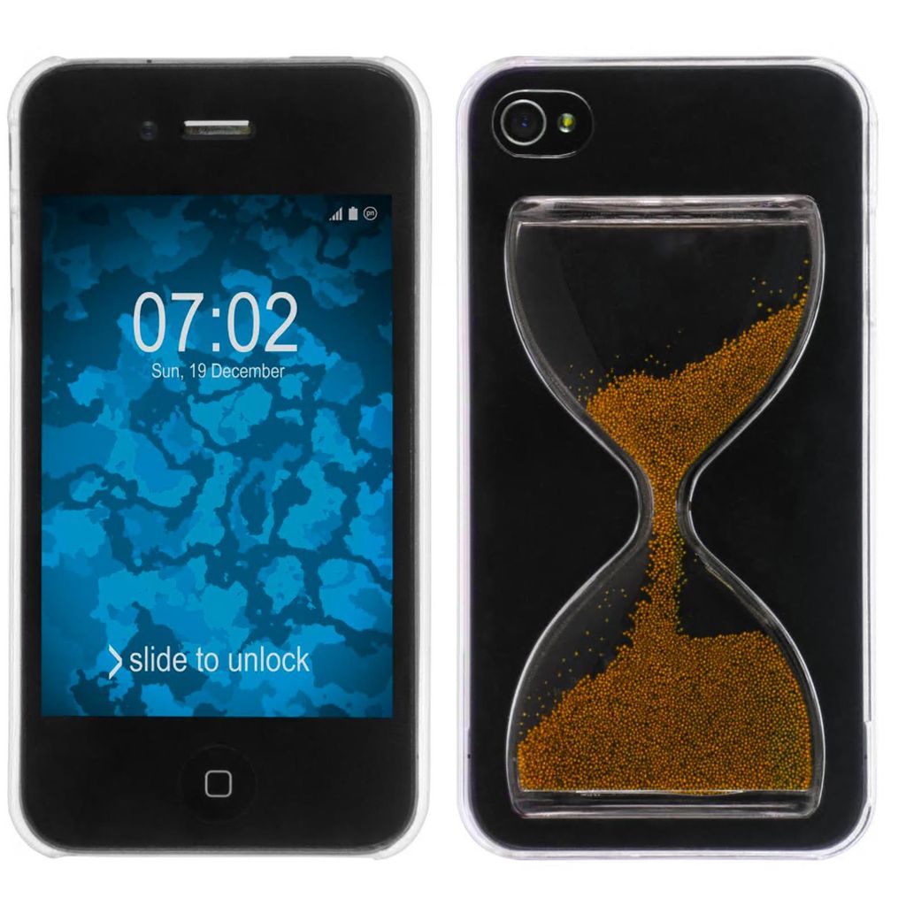 PhoneNatic Case kompatibel mit Apple iPhone 4S - Hülle bronze Sanduhr Hard-case + 2 Schutzfolien