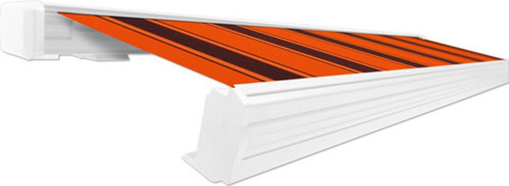 SOLUNA Kassettenmarkise Exquisit 3,5x3 Dessin 744 Gestell RAL 9010 reinweiß ink. Motor und Wandschalter links