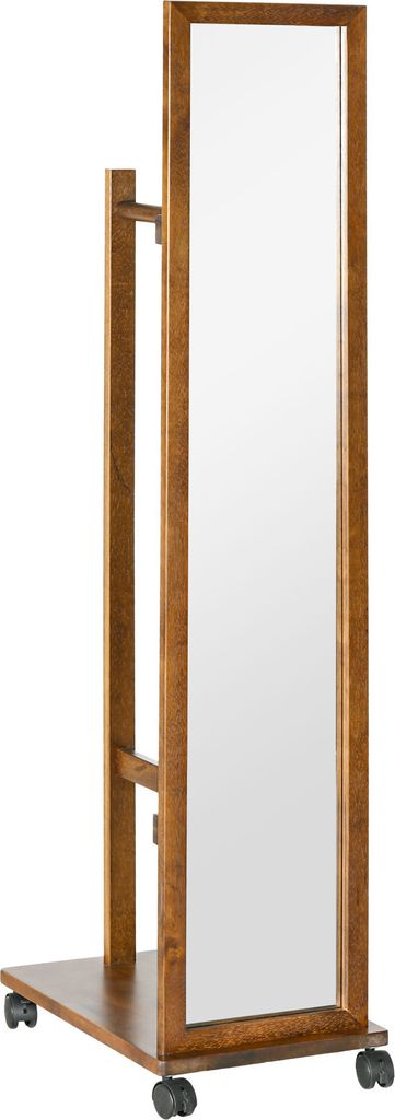 HOMCOM Ganzkörperspiegel mit Rollen, langer Spiegel mit Kleiderstange und unterer Ablage für Schlafzimmer, Wohnzimmer, Flur, 35,5 x 49,5 x 167,8 ...