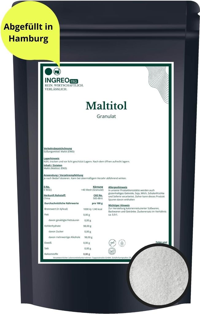 Maltitol Granulat – Zuckeraustauschstoff | Ingreo PRO – 1kg Produktbild 