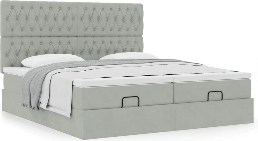Maison Exclusive - Ottoman-Bett mit Matratzen Hellgrau 160x200 cm Samt