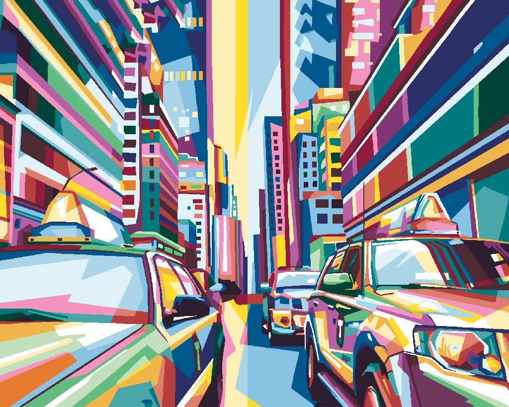 Zuty - Malen nach Zahlen - BUNTE STADT NEW YORK, 40x50 cm, ohne Keilrahmen