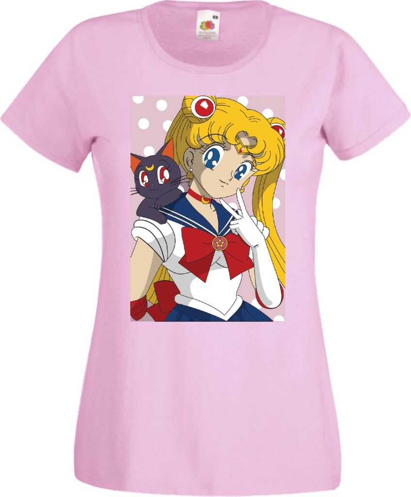 Damen T-Shirt Anime Manga Sailor Anime Manga Moon 02, Lady XS / Hellrosa