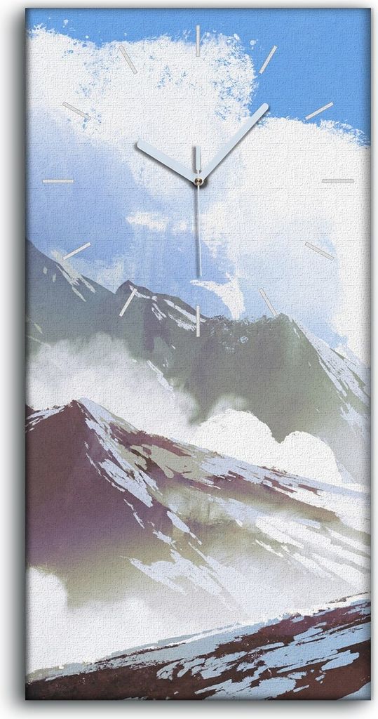 Wanduhr Uhr Wandbild Leinwand 30x60 Landschaft Wanderers mit Rucksack Berg - weiße Hände