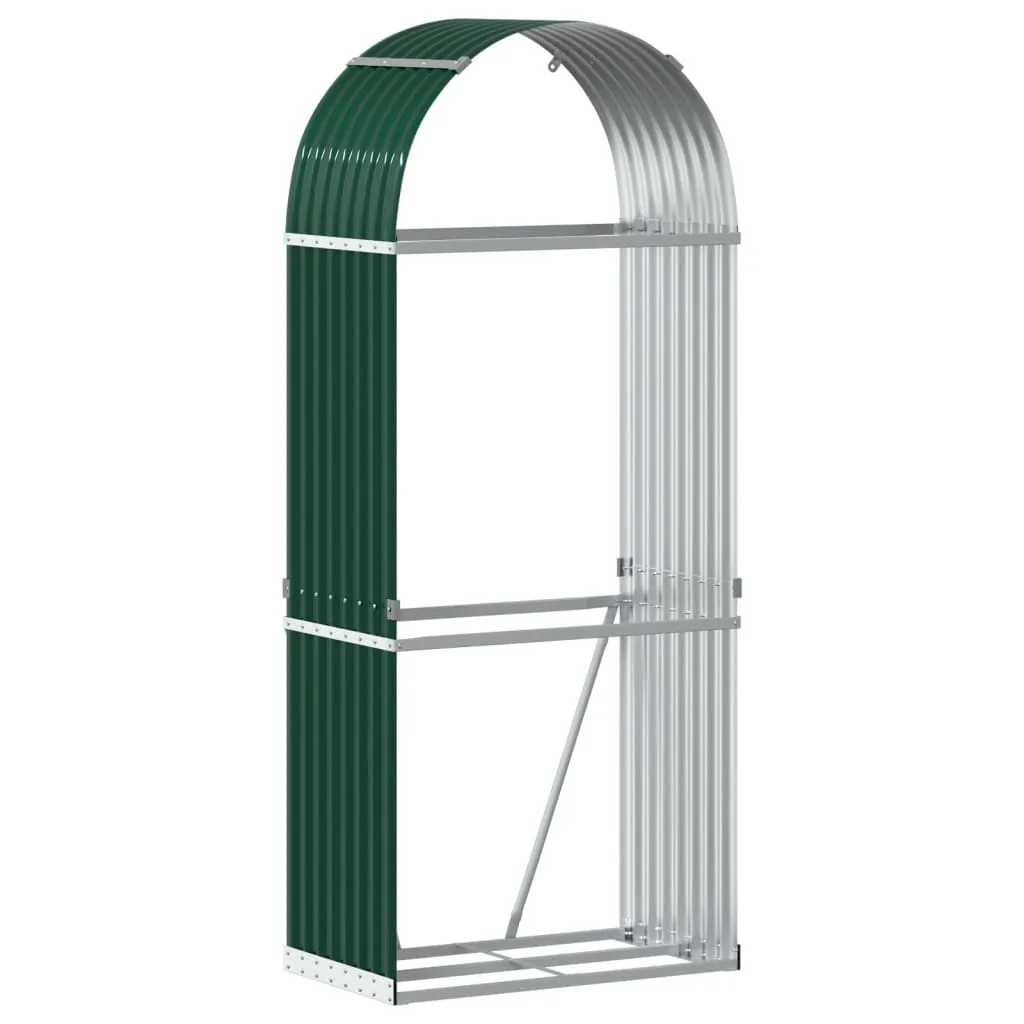Rifugio per Legna da Ardere 80x45x190 cm in Acciaio Zincato Verde