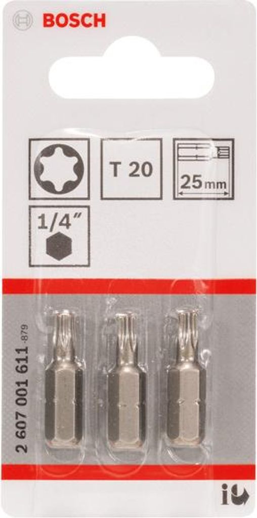 Schrauberbit Extra-Hart T20, 25 mm, 3er-Pack Produktbild 