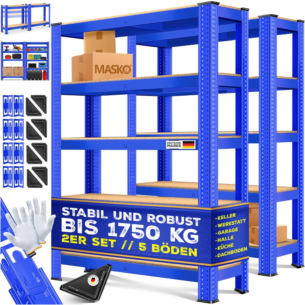 MASKO® Lot de 2 étagères de rangement, étagères pour Image du produit 