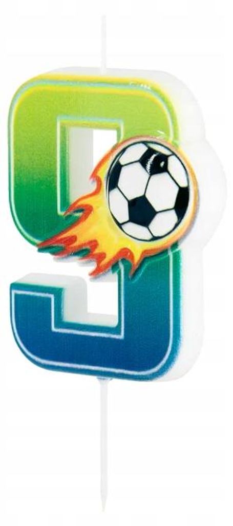 PartyPal Taartkaars Voetbal, nummer 9 met bal Productafbeelding 